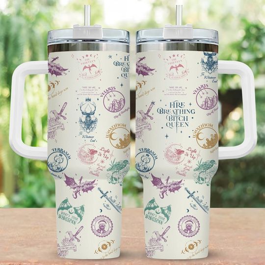 Throne of Glass Acotar 40oz Tumbler, Fireheart Stainless Tumbler, Velaris City Merch, Acotar Fan Gift, Darkness Claim Us Drinkware Cup