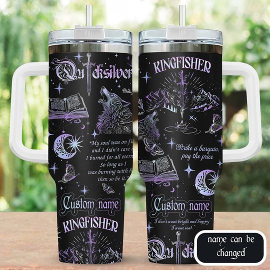Personalized Quicksilver 40oz Tumbler, Kingfisher Stainless Tumbler Cup, Little Osha Butterfly Tumbler, Saeris Fane Drinkware Tumbler