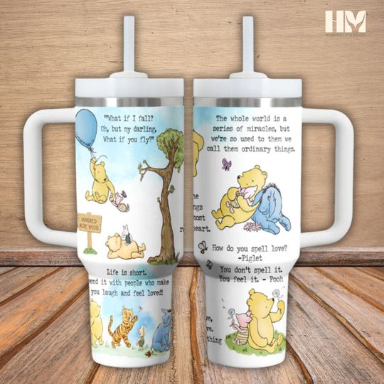 Winnie The Pooh 40oz Tumbler, Pooh And Eeyore Tumbler Cup, Disney Character Stainless Tumbler, Tigger Steel Cup, Magic Kingdom Gift