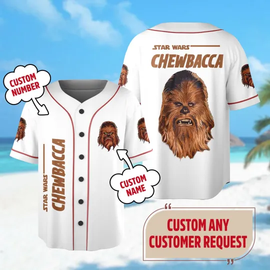 Custom Chewbacca Baseball Jersey Chewbacca Jersey Shirt Star Wars Jersey Shirt