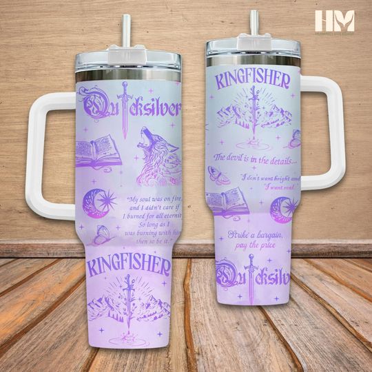 Quicksilver Series 40ozTumbler, Fantasy Bookish Merch, Kingfisher Tumbler, Bookish Tumbler, Romance Novel Tumbler, Quicksilver Merch