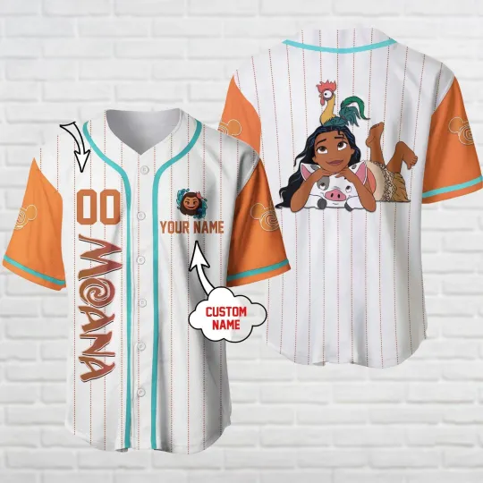 Personalized Moana Jersey Disney Cartoon Baseball Jersey Moana Maui Jersey Shirt
