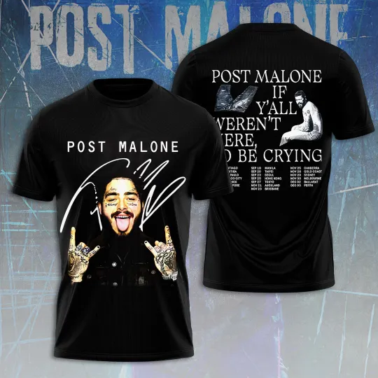 Discover Post Malone Tour Music Big Ass Stadium Tour 2025 Inspired 3D T-Shirt Gift 2025