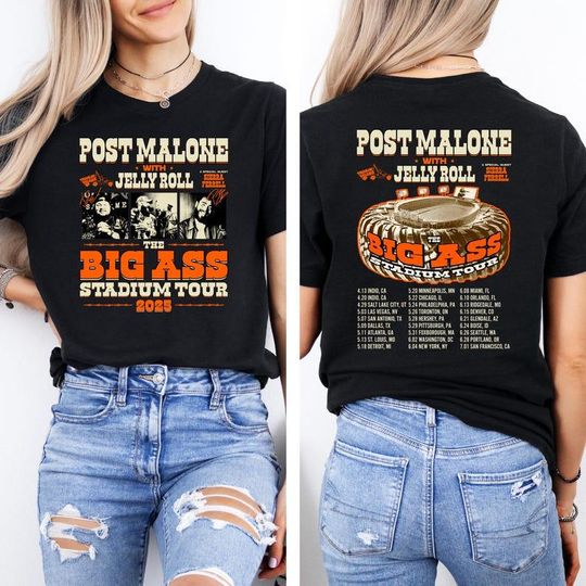 Discover Post Malone Jelly Roll Double Sided T-Shirt, Western Graphic Tee, Country Music Concert Outfit