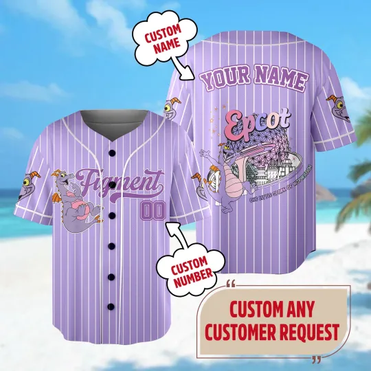 Custom Disney Figment Little Spark Baseball Jersey