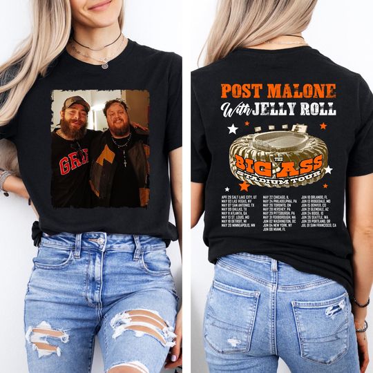 Post Malone Jelly Roll Double Sided T-Shirt, Western Graphic Tee, Country Music Tour Outfit