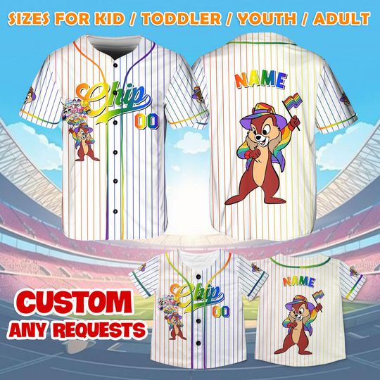 Discover Disney Chip Pride Jersey Shirt, Disney LGBT Baseball Jersey, Chip N Dale Jersey, Mickey and Friends Pride Shirt, Disney World Shirt