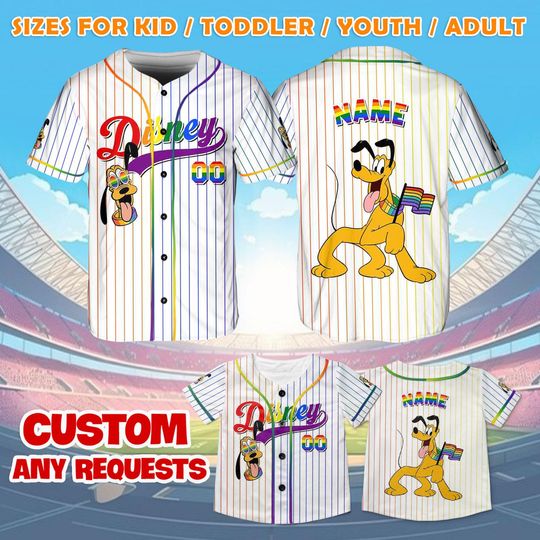 Disney Pluto Rainbow Jersey Shirt, Mickey and Friends Pride Baseball Jersey, Pluto Cosplay, LGBTQ Support, Disney Pride Month Shirt, QJ68