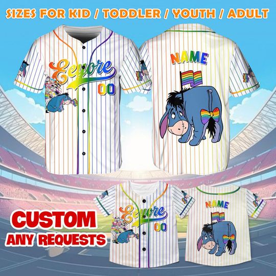 Discover Eeyore Pride Jersey Shirt, Disney Winnie the Pooh Baseball Jersey, Disney Eeyore LGBT Cosplay, Disney Pride Shirt, Magic Kingdom Shirt, QJ68
