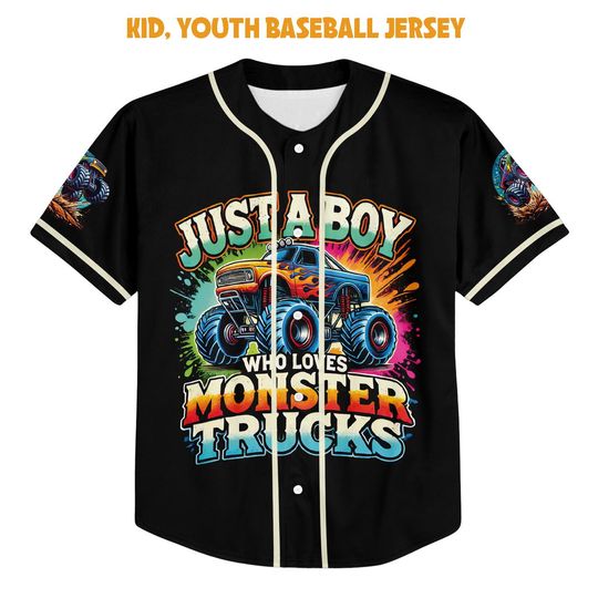 Just a Boy Who Loves Monster Trucks Jersey, Monster Truck Shirt, Truck Shirt Design, Boy Truck, Kids Monster Truck Jersey