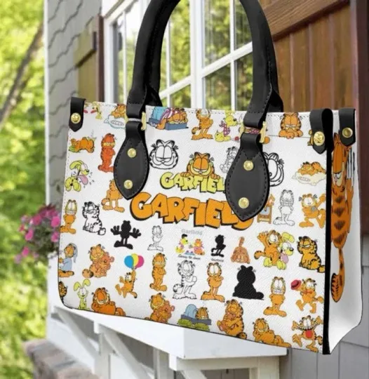 Personalized 3D Garfield Cat Leather Handbag, Disney Leather Handbag, gift Woman