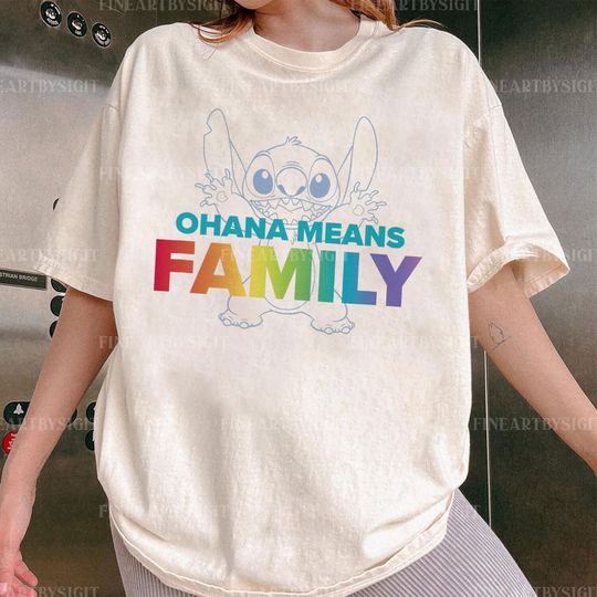 Stitch Ohana Means Family Shirt, Stitch Rainbow Pride T-shirt