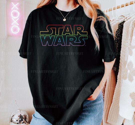 Star Wars Neon Rainbow Pride Shirt, Star Wars Pride Month , Star Wars Rainbow Comfort Colors Shirt, Disney Family Shirts