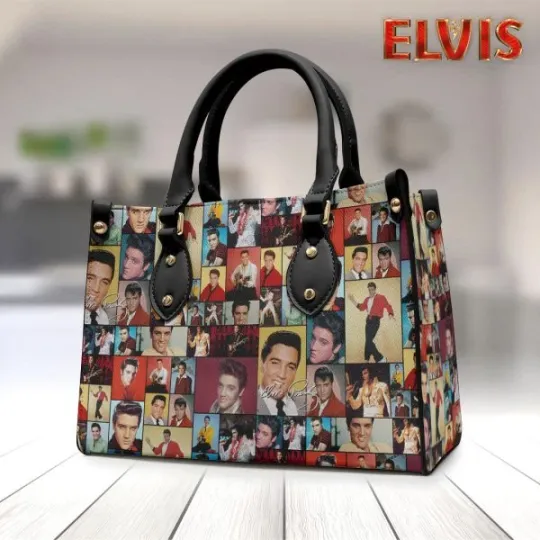Elvis Presley Leather HandBag, Music Leather Handbag, gift for Fans