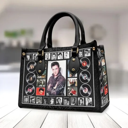 Elvis Presley Leather HandBag, Music Leather Handbag, gift for Fans