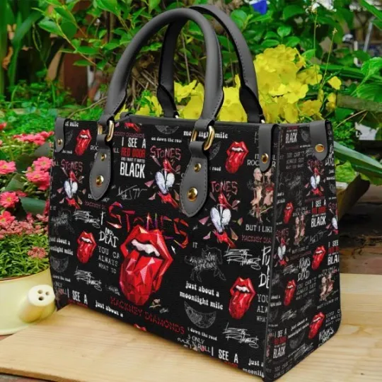 The Rolling Stones Leather HandBag, Music Leather Handbag, gift for Fans