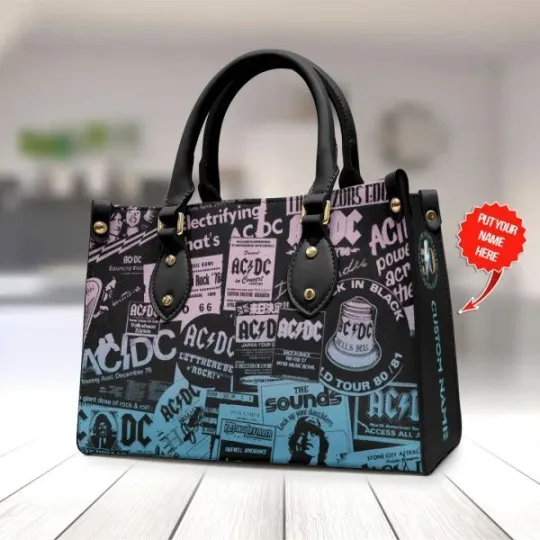 Discover Personalized AC-DC Leather HandBag, Music Leather Handbag, gift for Fans
