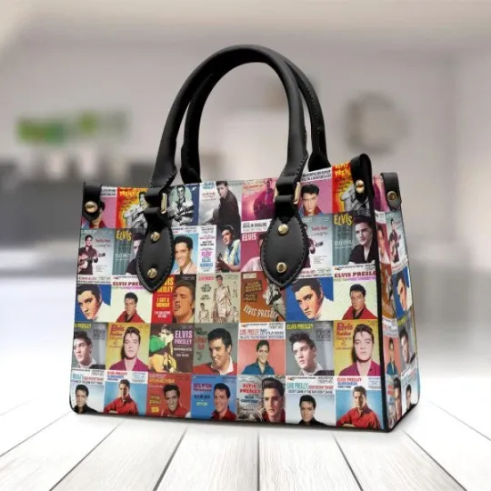 Elvis Presley Leather HandBag, Music Leather Handbag, gift for Fans