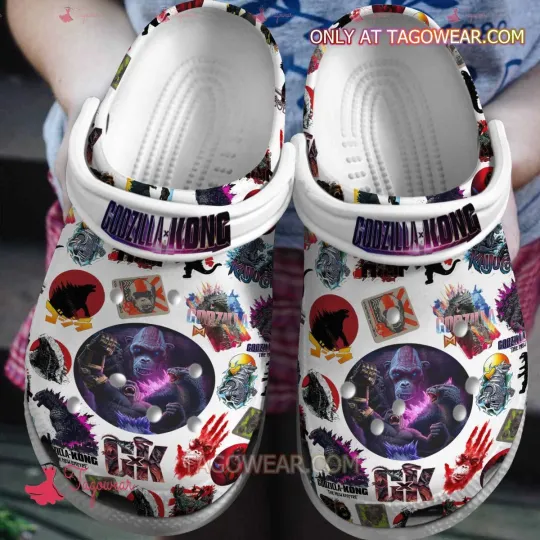 god zilla X Kong Stickers Print Clogs