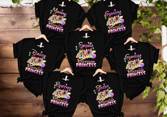 Disney Princess Birthday Shirt, Girl Birthday Shirt, Family Birthday Shirt, Disney Birthday shirt, Birthday Party Shirt, Birthday Trip