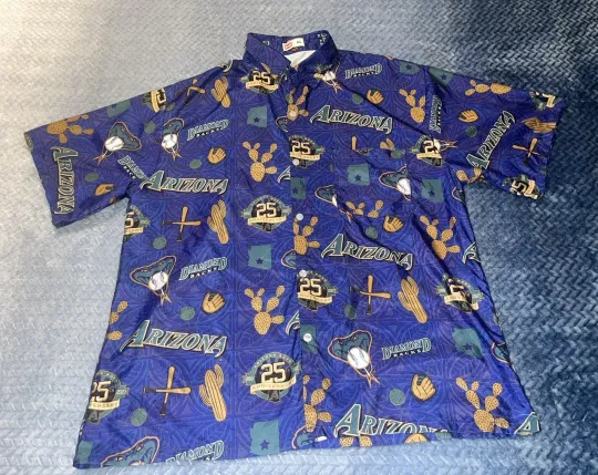 Arizonna Diamondbacks 25th Year Father's Day Hawaiian Shirt  XL Budweiser Button