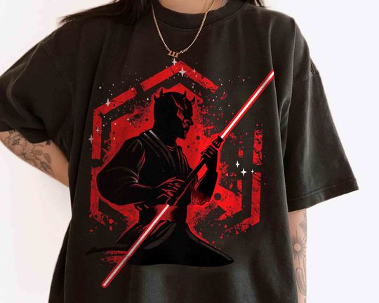 Retro Star Wars Darth Maul Silhouette Portrait Shirts, Disney Hollywood Studios Galaxy's Edge Trip, May The Force Be With You Family Trip