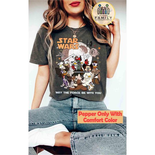 Discover Mickey & Friends Cosplay Star Wars Characters Shirt, Galaxy's Edge May the Force be with you, Disney Star Wars Shirt, Star Wars Family Trip