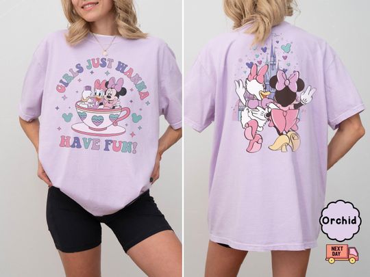 Disney Girl Just Wanna Have Fun Shirts, Minnie And Daisy Besties Matching Shirt, Disney Besties Trip Shirt, Disney Girls Tee