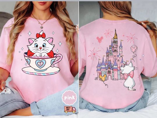 Two-Sided Disney The Aristocats Marie Cat Tea Cup Party Shirts, Disney Marie Cat Shirt, Magic Kingdom Shirt, Toddler Youth Kids Disney Shirt
