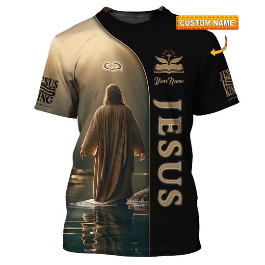 Custom Christian 3D T-Shirt  Jesus Is King Inspirational Faith Graphic Tee for Believers