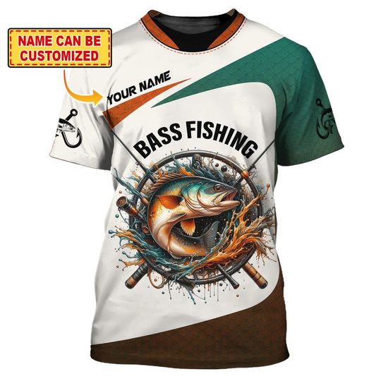 Custom Bass Fishing 3D T-Shirt  Vibrant Bass Fish Graphic Tee for Anglers & Fishing Enthusiasts