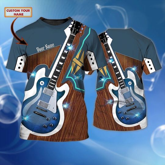 Custom Tee 3D Guitar Shirt For Man And Woman, Guitar Lovers Gifts, Guitar 3D Shirt, Graphic Guitar Gift for Him