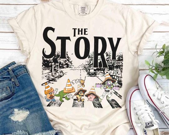 Disney Pixar Toy Story Walking Abbey Road T-shirt, Woody Buzz Lightyear Slinky Dog Tee, Disneyland Resort Family Holiday Vacation Trip