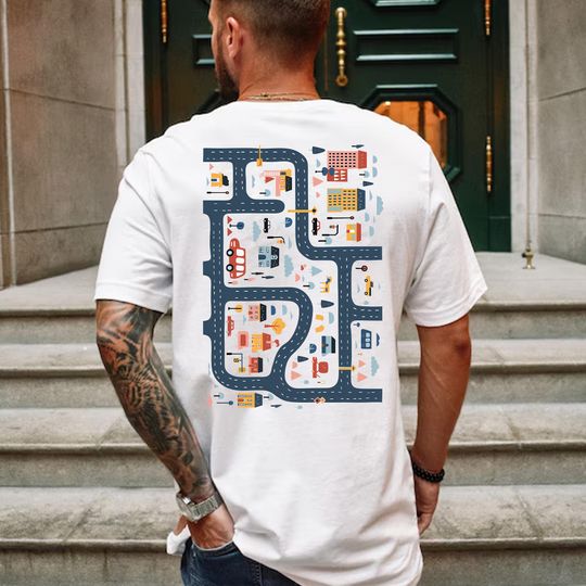 Play Car Race On Dad's Back, Dad Gift T-Shirt, Dad Mom Father's Day Family Gift, Dad and Son TShirt, Daddy's Birthday Presen Holiday Tee