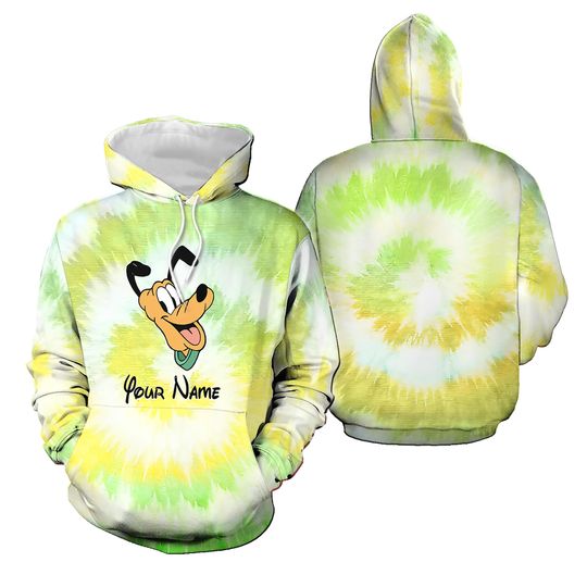 Custom Pluto Tie Dye Hoodie, Gift for Disney Fans, Disney Pluto