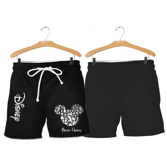 Personalize Disney Logo Mickey Mouse Black Shorts JS Custom 3D Shorts Sports