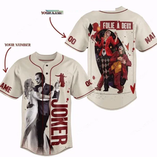 Joker Folie  Deux Movie Ld ga & Joaquin Phoenix Personalized Baseball Jersey