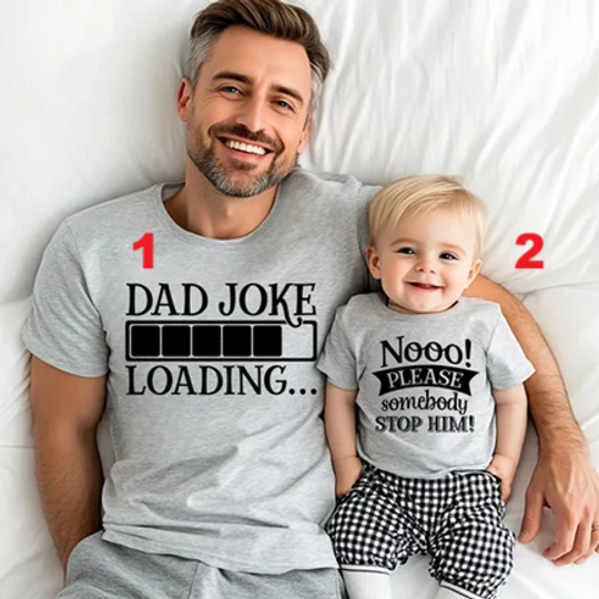Father Child Tee Shirts Set - Funny Family Dad Jokes - Fathers Day Matching Outfits Matching Father Child Tee Shirts - Funny Dad Jokes