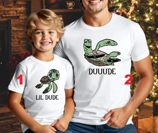 Father and Son Matching Shirts, Matching Turtles Father Son Shirts, Disney Matching Dad and Son Shirts, Daddy and Me Shirt, Dude Lil Dude