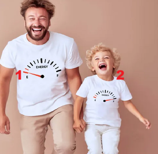 Funny Dad and Son Matching Shirts for Father's Day,Energy Gauge For Dad And Baby, First Fathers Day Gift,Daddy And Son Daughter,New Dad Gift