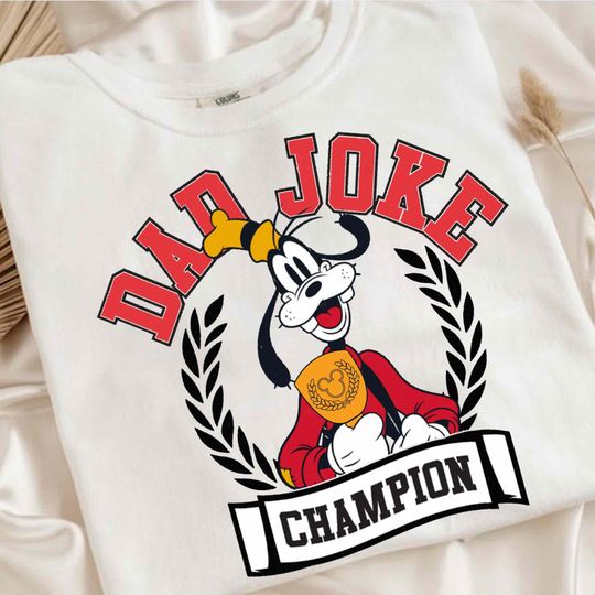 Disney Goofy Dad Joke Champion Shirt, Vintage Disney Dad Graphic Tee, Fathers Day Shirt, Gift For Dad, Disneyland Matching Trip Shirts