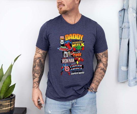 Daddy Superhero Shirt, Marvel Avengers T-shirt, Iron Man Tee, Thor Shirt, Hulk Shirt, Fathers Day 2025 Gift