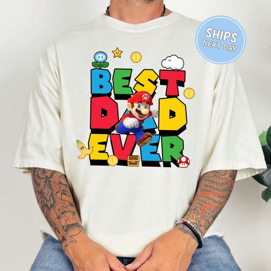 Mario Best Dad Ever Tee Comfort Colors Happy Fathers Day Shirt Super Mario Fathers Day Tee Happy Fathers Day Gift for Dad Shirt for Fathers