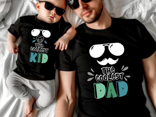 The Coolest Dad and Kid Shirt, Cool Dad and Son Shirt, Funny Fathers Day Matching Shirts, Father and Baby Boy Matching Shirts