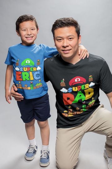 Father and Son Matching Shirts, Super Mario Dad and Baby Matching Shirt, Dad and Son Shirts, Super Dad Shirt, Fathers Day Gift