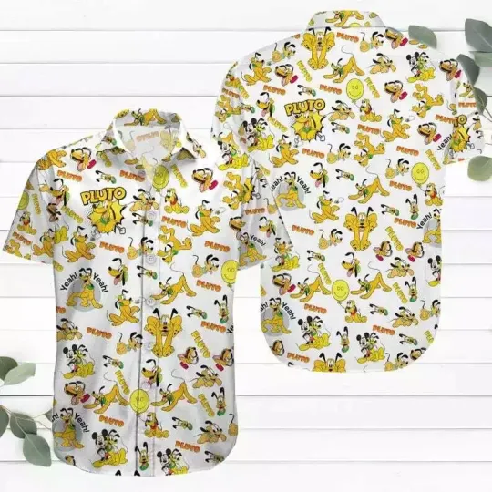 Discover Pluto Dog Hawaiian Button Down Shirt