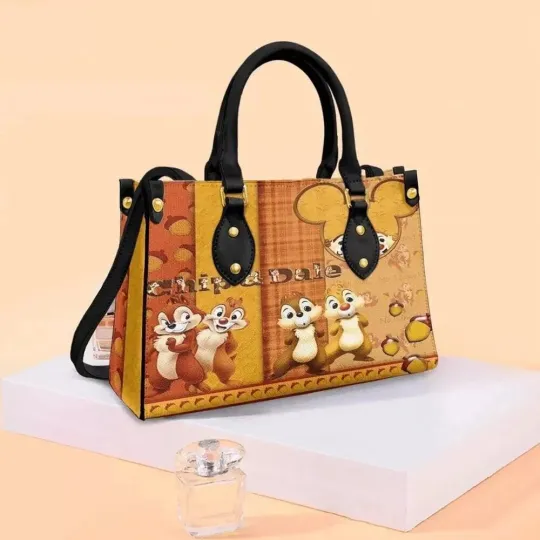 Chip and Dale Chipmunks Cartoon Leather Handbag Lovers Gift