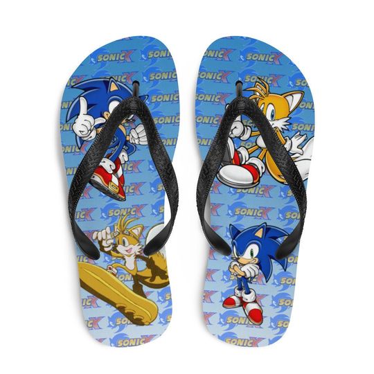 Blue Cartoon Flip-Flops