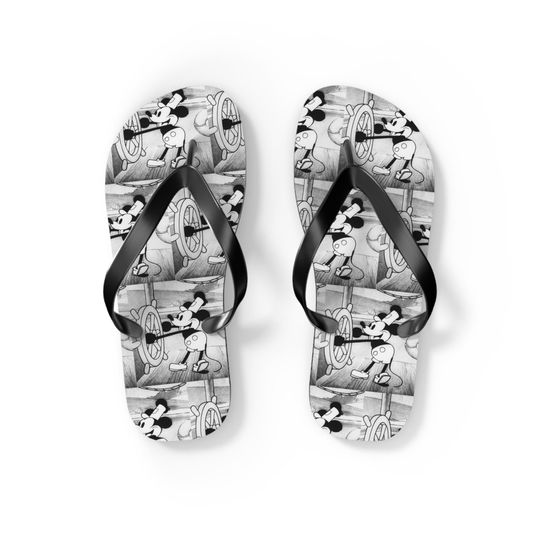 Mickey Mouse Steamboat Willie Flip Flops for Beach or Spa