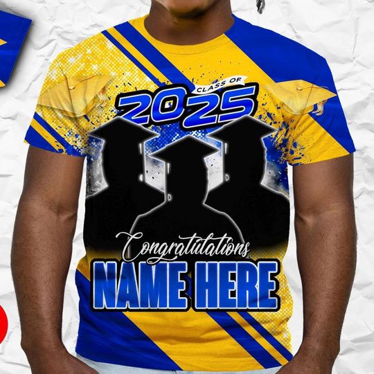Graduation T Shirt Design 2025 - Editable Canva/Photoshop - all over shirt template